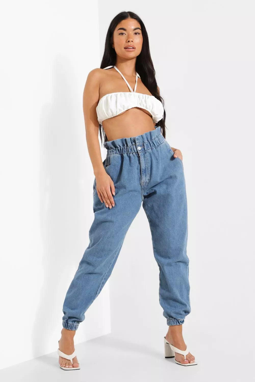 Cuffed deals denim joggers